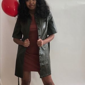 Green latex dress with red tank dress